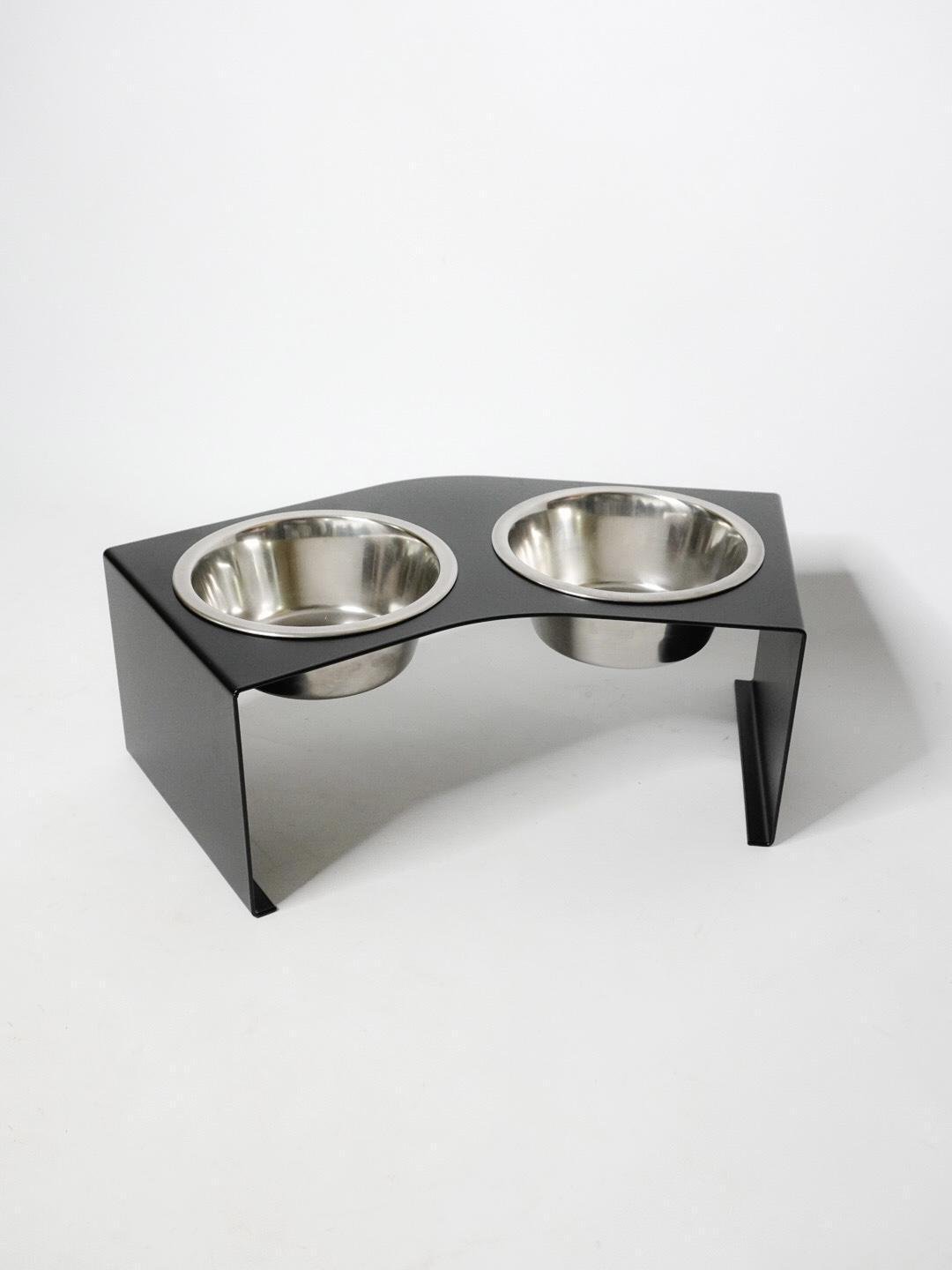 Кормушка Pet table для кошек на 2 миски металл 80 мм 0,45 л Черный (1024580к) - фото 1