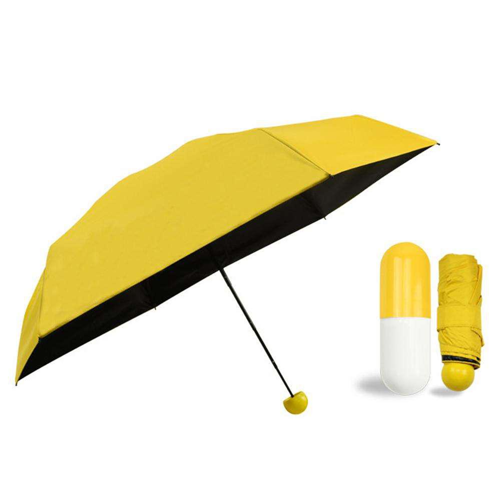 Парасолька складана SUNROZ Pill Box Umbrella універсальна кишенькова Жовтий (SUN1293) - фото 2