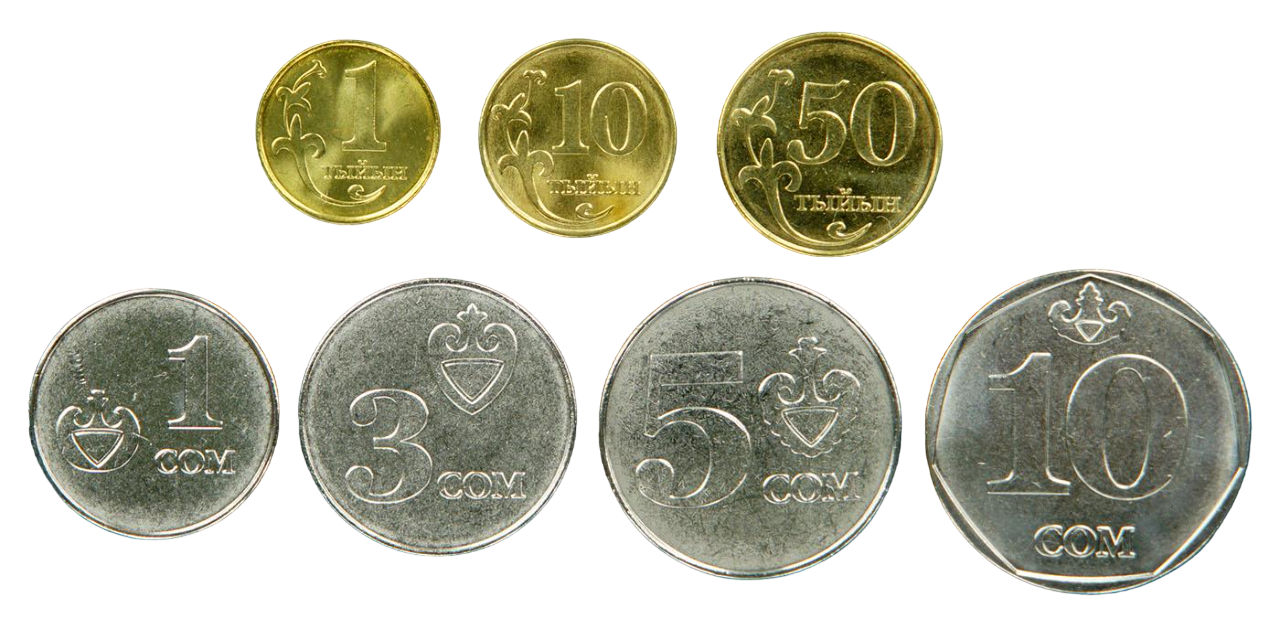 Коллекционные монеты Кыргызстан 2008 1/5/10 тиин 1/3/5/10 сомов 2008-2009 UNC