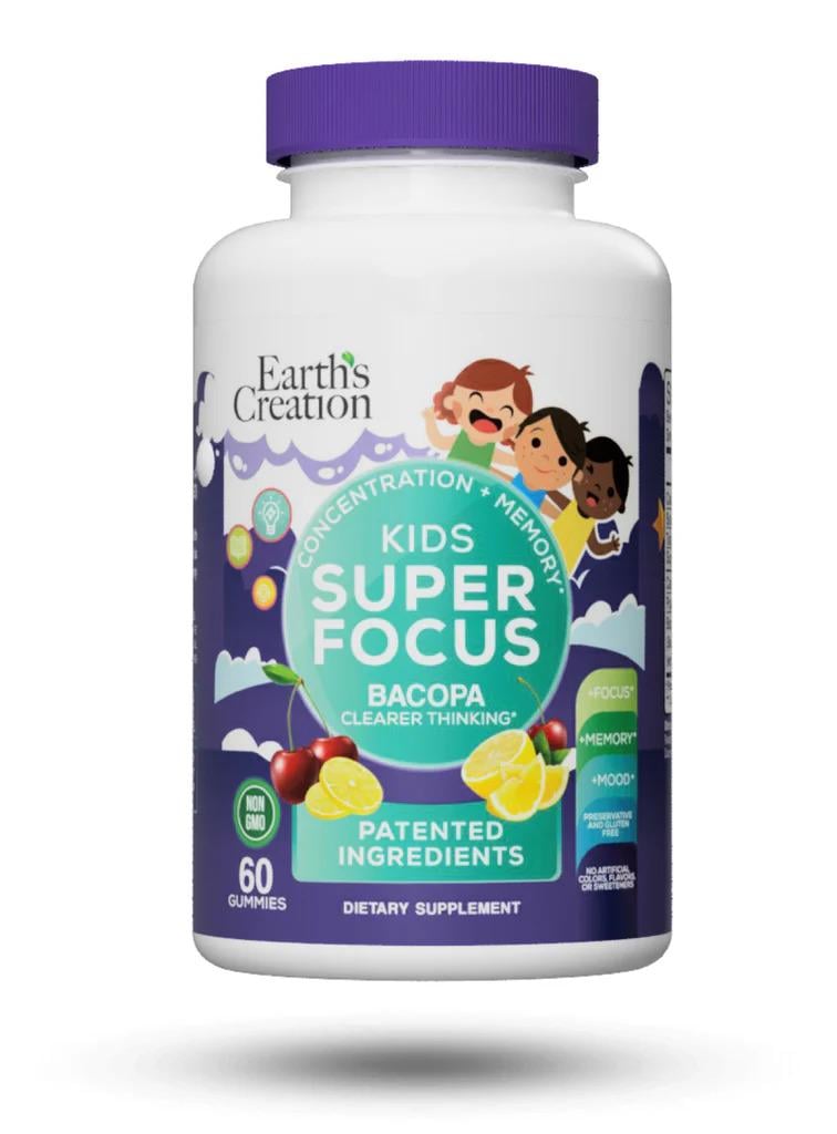 Вітаміни для пам'яті Earths Creation Kids Super Focus дитячі 60 желейок