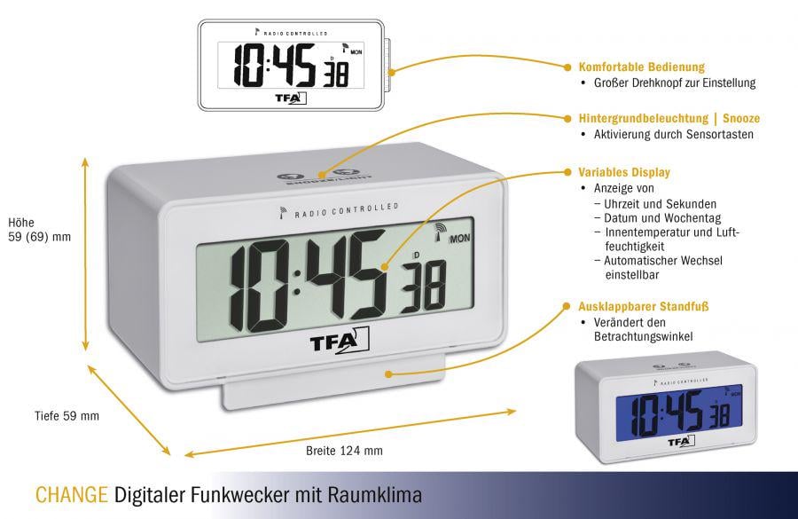 Будильник цифровий TFA Change 60254402 - фото 3
