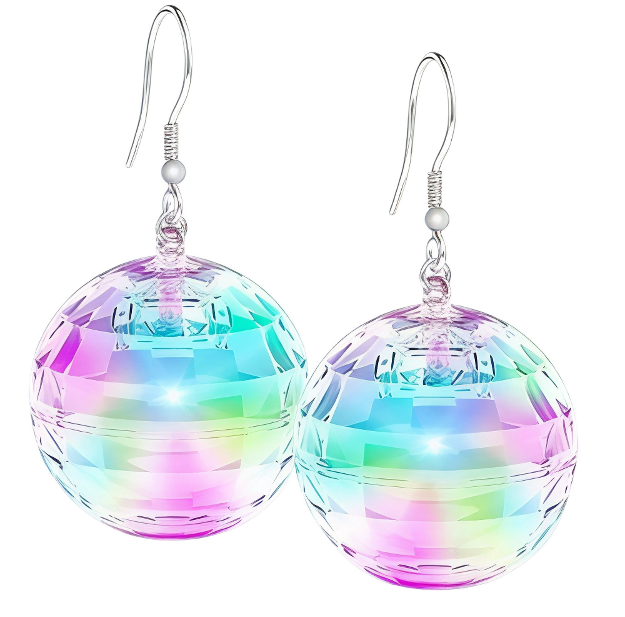 Серьги-подвески Диско-шар LED 6 см Прозрачный (2818227020)