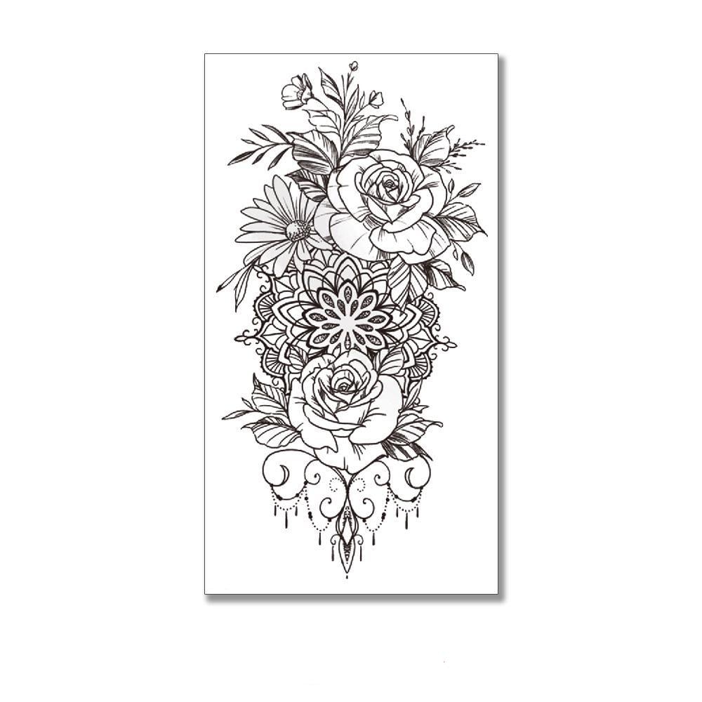 Тату тимчасове водостійке 3D велике Квіти та вензелі XQB-337 19,5х10 см (4506397) Тату тимчасове водостійке 3D велике Квіти та вензелі XQB-337 19,5х10 см (4506397)