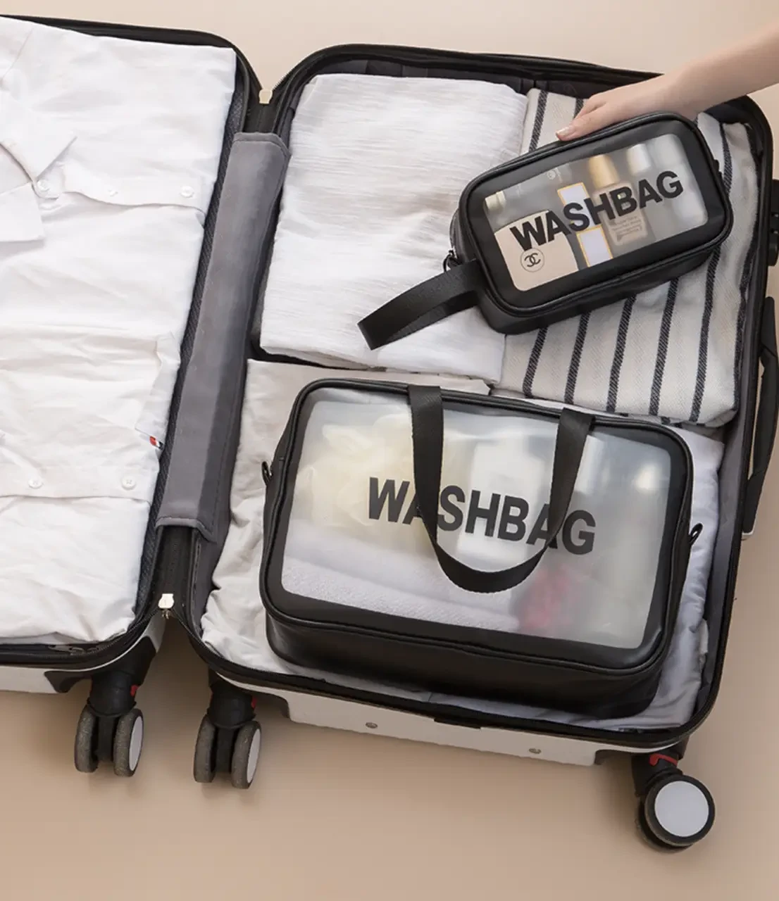 Комплект косметичок-органайзерів 3в1 водонепроникний прозорий Чорний (2449069662) - фото 8