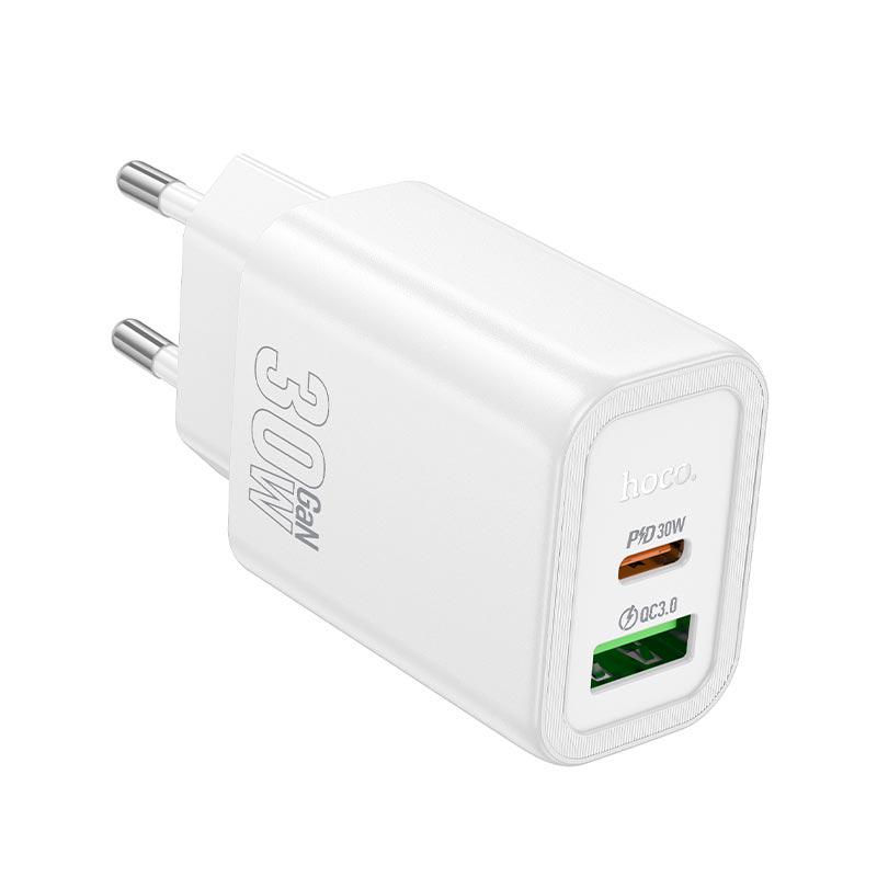 Зарядное устройство для телефонов Hoco N63 Gentle 30W PD3.0 QC3.0 2 порта USB-A/USB-C White (344c2d70) Зарядное устройство для телефонов Hoco N63 Gentle 30W PD3.0 QC3.0 2 порта USB-A/USB-C White (344c2d70)