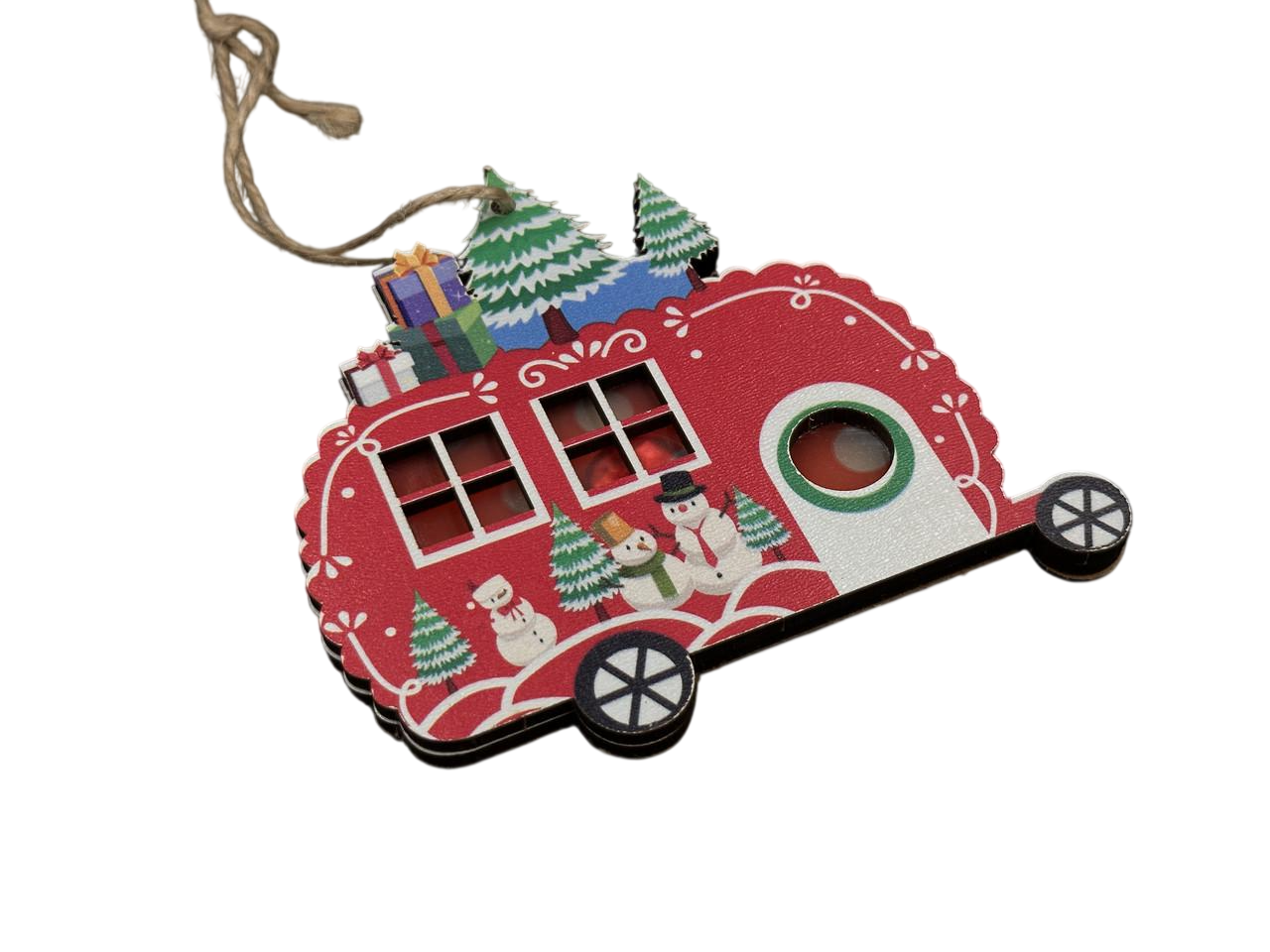 Игрушка елочная новогодняя Фургончик с подсветкой из фанеры 105х95х10 мм Разноцветный (NR-128) Игрушка елочная новогодняя Фургончик с подсветкой из фанеры 105х95х10 мм Разноцветный (NR-128)