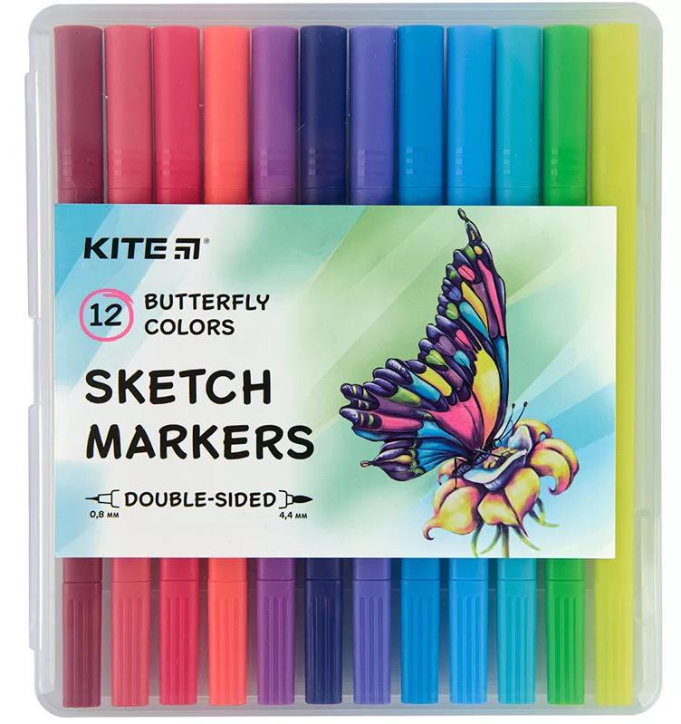 Маркер двухсторонний Kite Butterfly 12 шт.