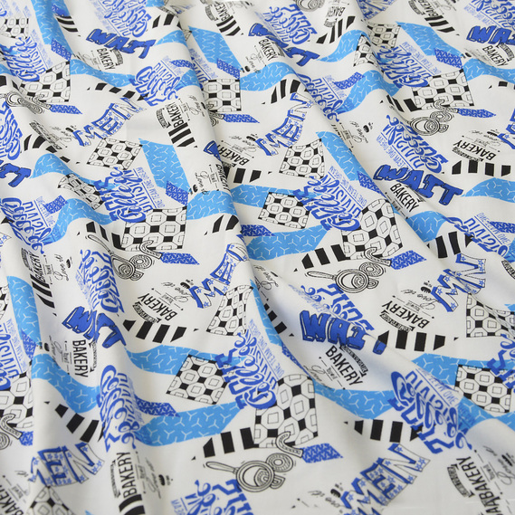 Тканина штапель IDEIA Епізоди Wait написи 1,45 м Блакитний (2200004105345)