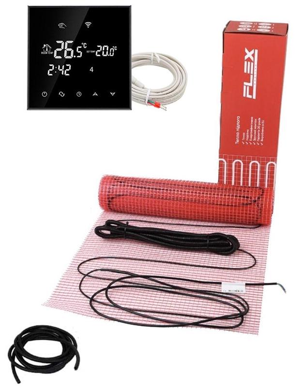 Мат нагрівальний двожильний FLEX EHM 1925 Вт 11 м² з чорним Wi-Fi терморегулятором (11522160)