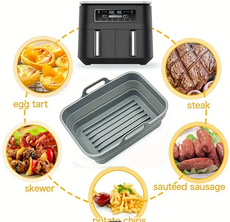 Формы силиконовые вкладыши для ребристых фритюрниц сложная 21 см Серый (SAM-8721) - фото 4