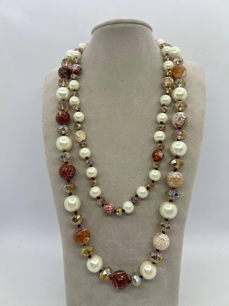 Намисто агат/майорка/скло 14 мм 68 см Помаранчевий (12097) Намисто агат/майорка/скло 14 мм 68 см Помаранчевий (12097)