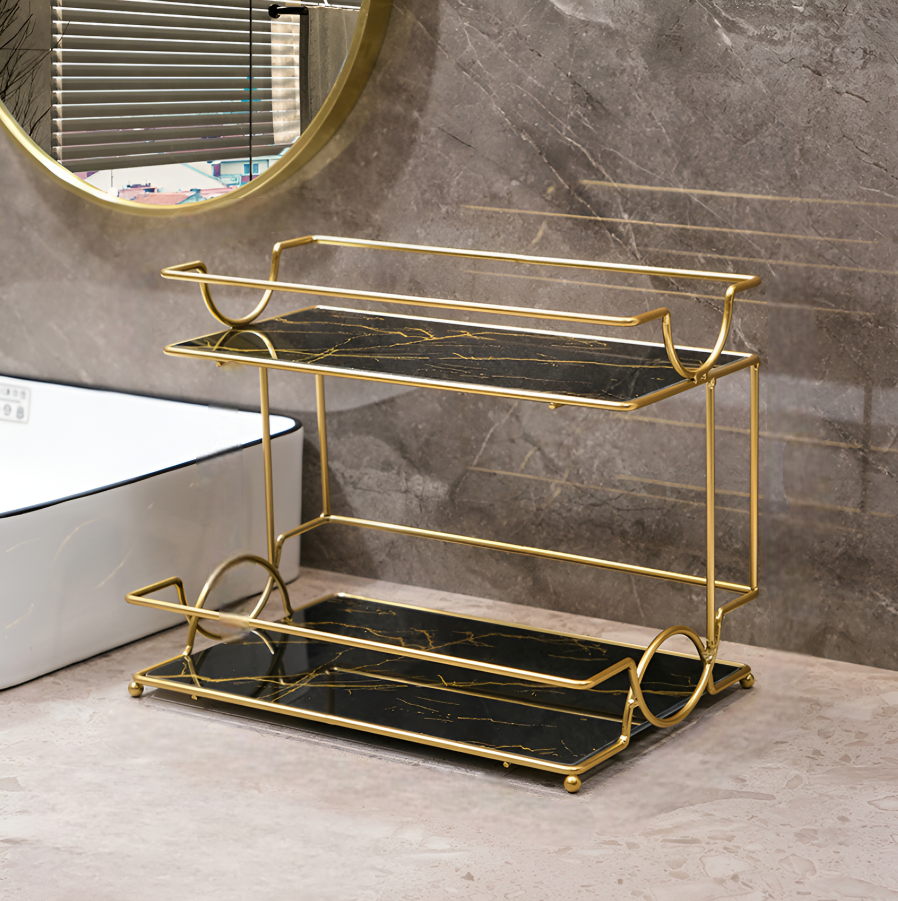 Органайзер в ванную настольный металлический для косметики Черный