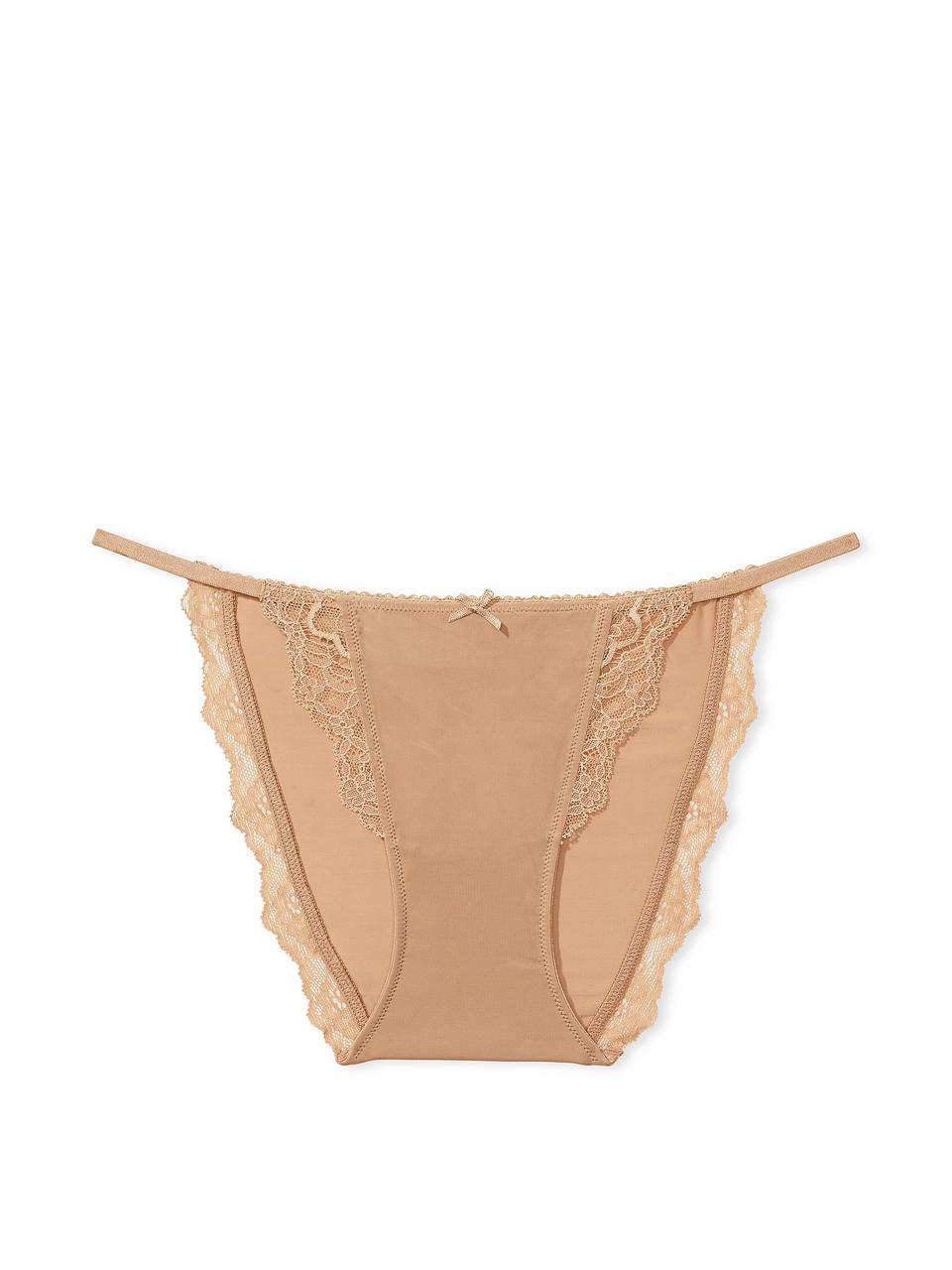 Трусики женские Victoria's Secret Dream Angels Lace & Mesh String Bikini XS Бежевый - фото 4