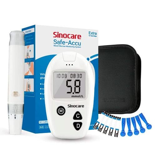 Глюкометр SINOCARE GA-3 100 тест-смужок 100 ланцетів і проколювач РК 1,8'' White (677082)