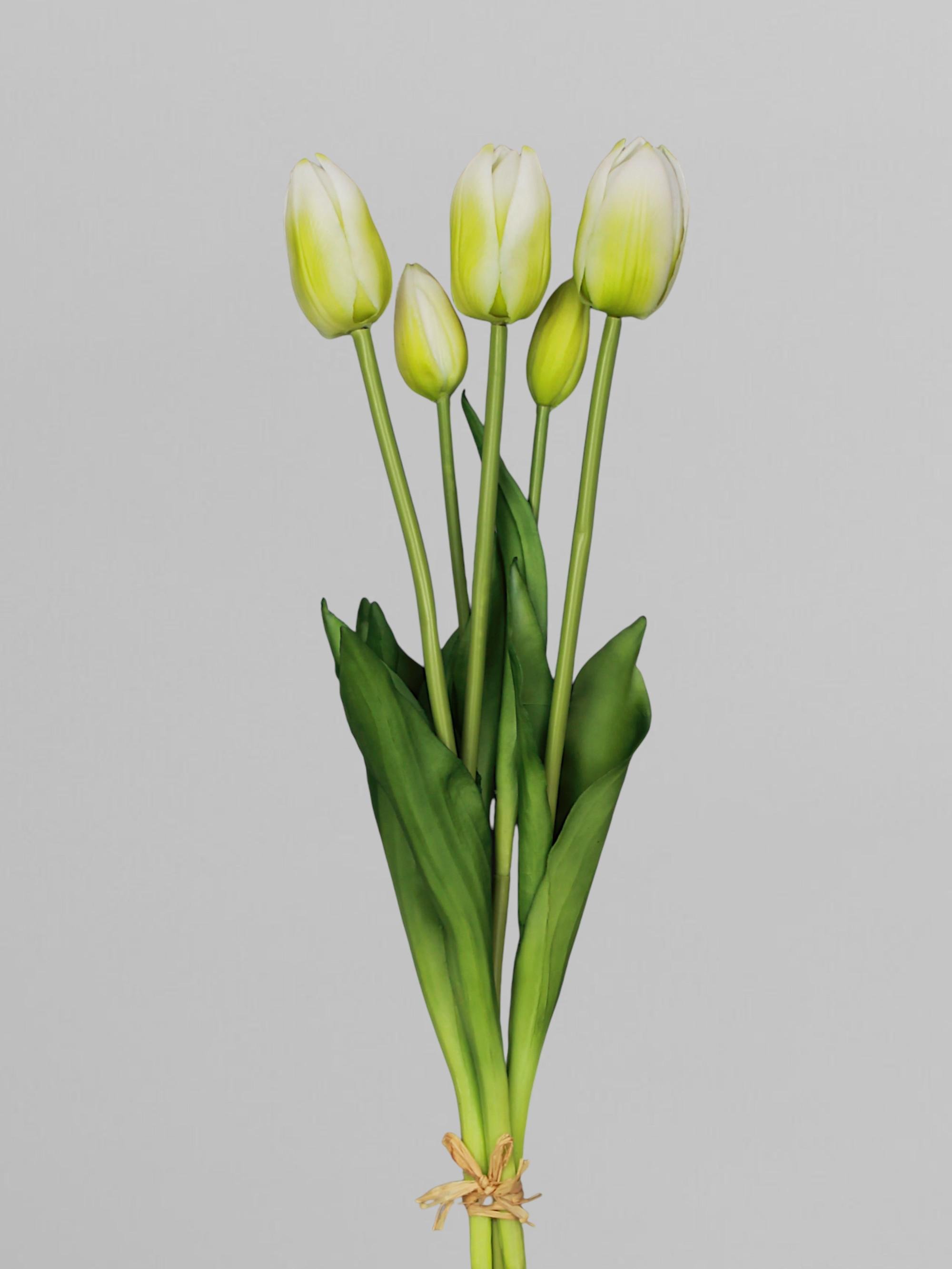 Букет искусственных тюльпанов из латекса 46 см 5 шт. Белый (К07074)