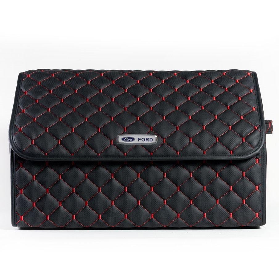 Сумка-органайзер с лого Ford в багажник CarsBAG Экокожа 30x50x30 см Черно-красный (acb-1036-1-30х50х30-019)