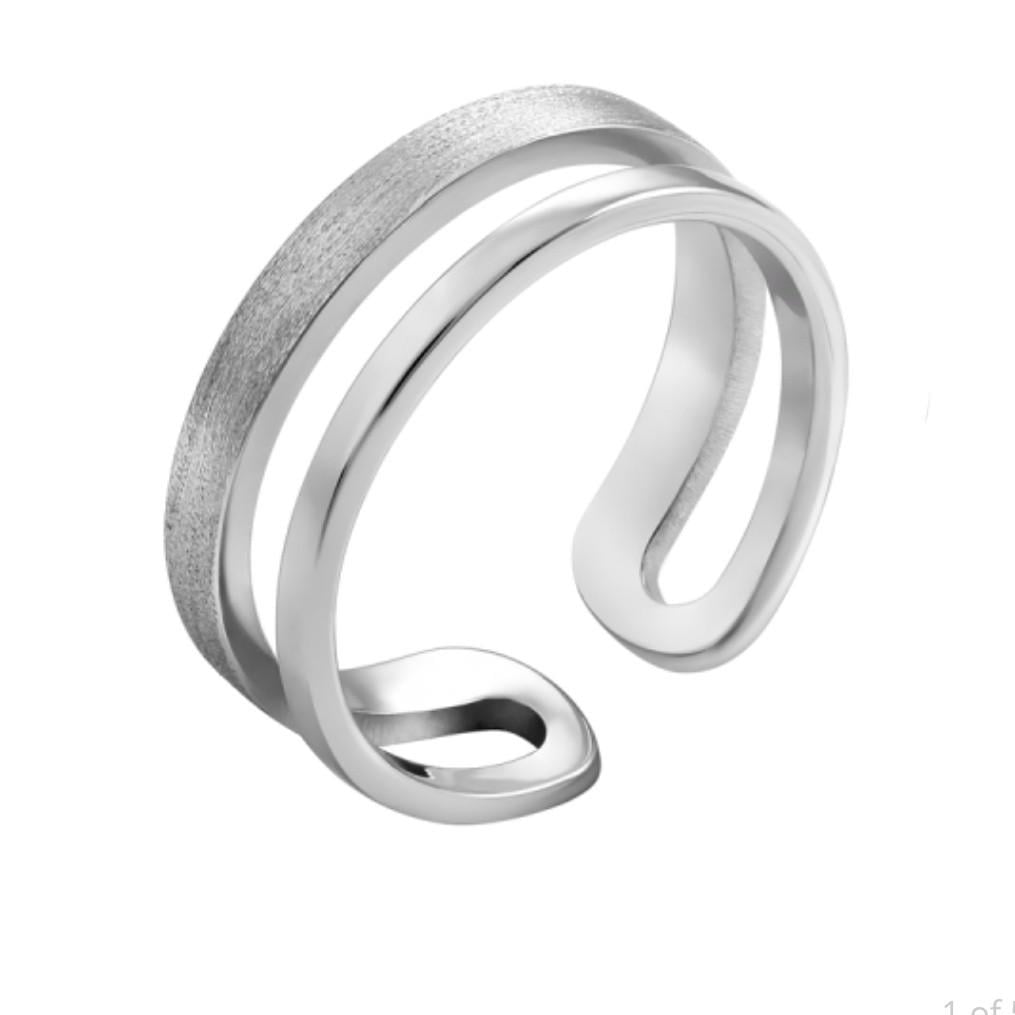 Кольцо без камней двойное серебро 925 пробы родированное 1,98 г р. 16-16,5 (вс408р)