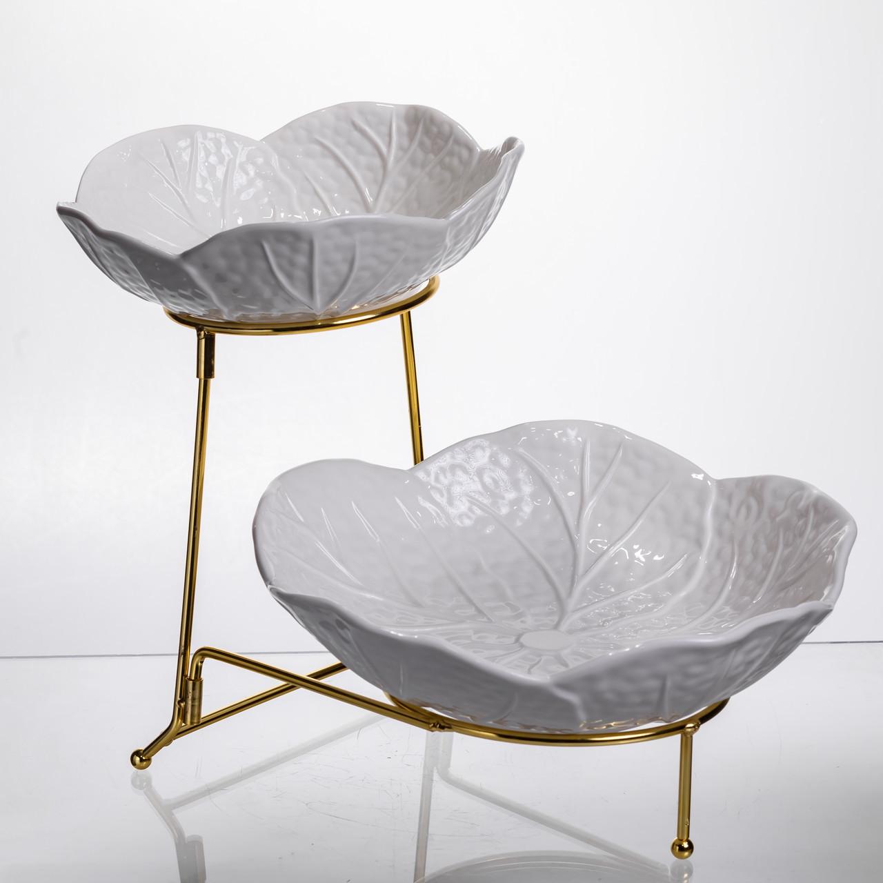 Фруктовниця на 2 яруси 35х25х26 см Білий/Золотий (C251) - фото 3