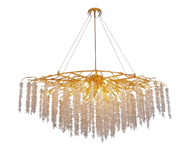 Люстра Sirius с хрустальными подвесами под 12 ламп G9 Золотой ( WM-7003 L1200 )