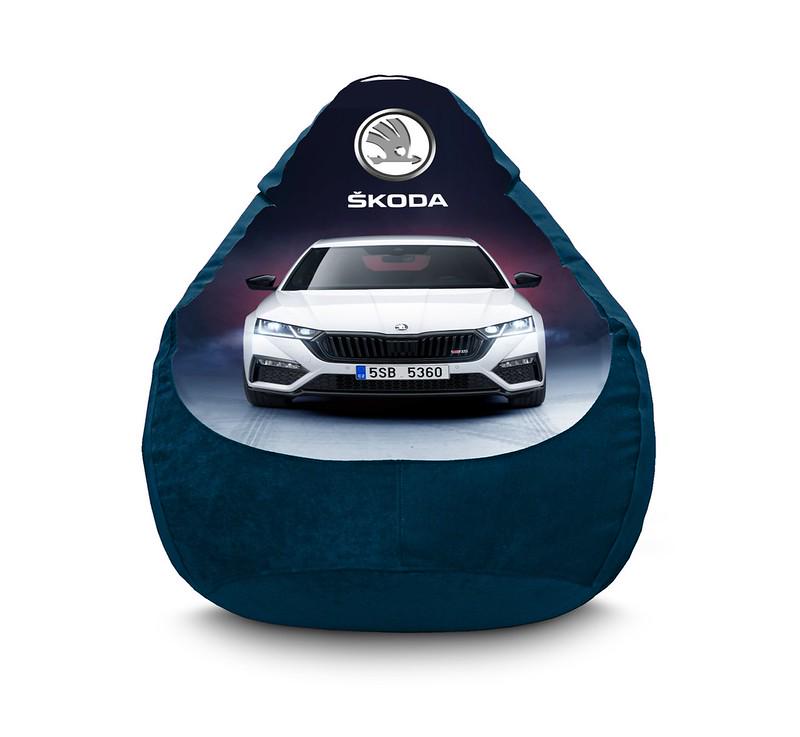 Кресло мешок iPuff Skoda Octavia Флок XL 80x110 см Синий