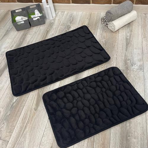Набор ковриков в ванную и туалет Stone Premium Memory Foam 2в1 80х50/60х40 см Чёрный (NKPS0004) - фото 7 Набор ковриков в ванную и туалет Stone Premium Memory Foam 2в1 80х50/60х40 см Чёрный (NKPS0004) - фото 7
