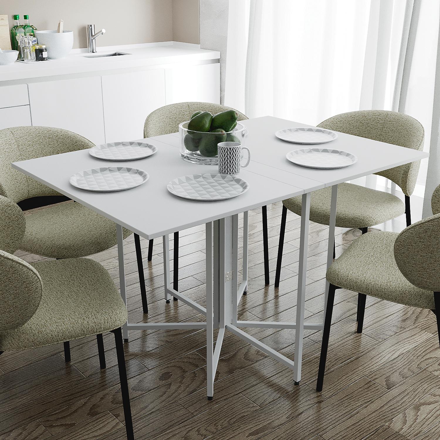 Розкладний стіл-трансформер книжка Моріс 3 Ferrum-decor 75x130x90 Білий метал ДСП Білий 16 мм (FRD-107420) Розкладний стіл-трансформер книжка Моріс 3 Ferrum-decor 75x130x90 Білий метал ДСП Білий 16 мм (FRD-107420)