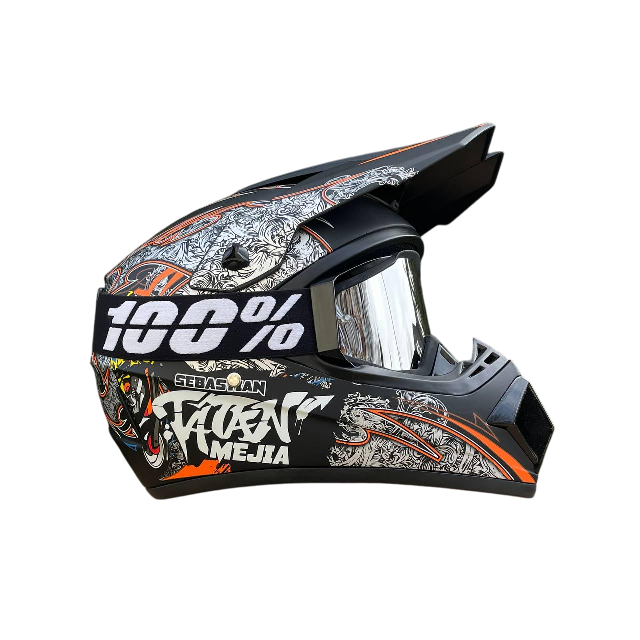 Мотошлем Virtue Эндуро с очками Оранжевый/Черный (22503)