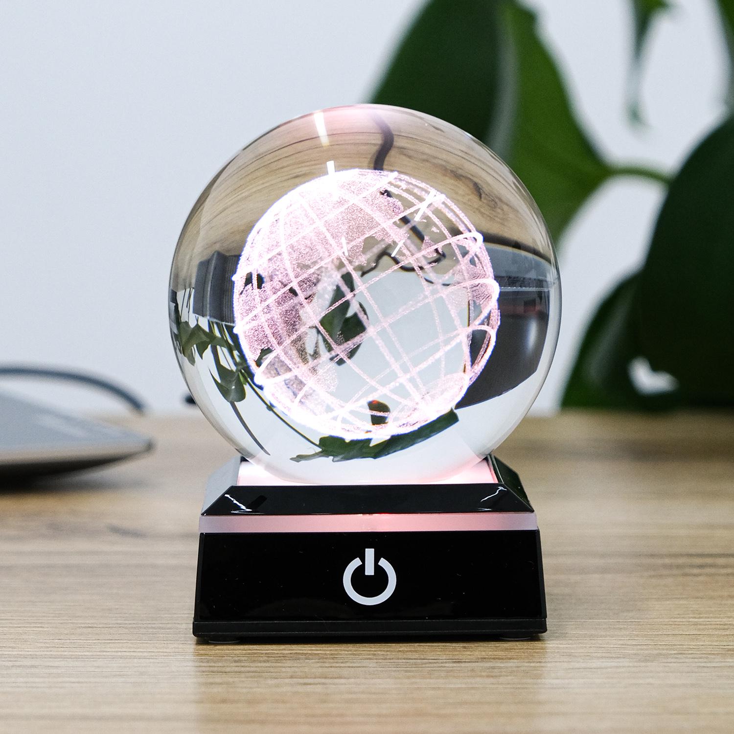 Сфера 3D Гранд Презент Земля хрустальная лазерная с LED подсветкой и USB 10,7х6,7 см (MH-Q0199-2-8D) - фото 3