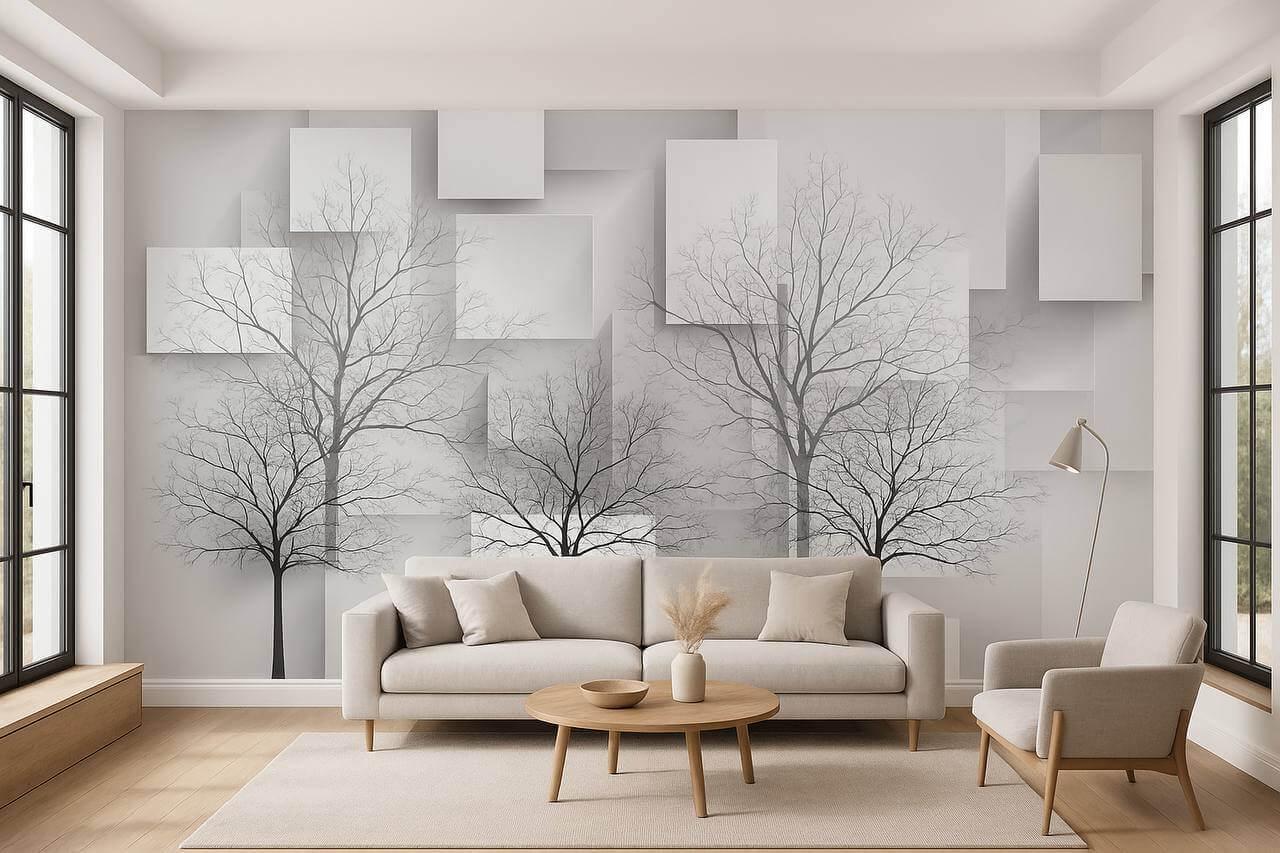 Фотообои флизелиновые Styleo Print-walls 3D Графические деревья 0175 350х270 см (Pw-0175/3)