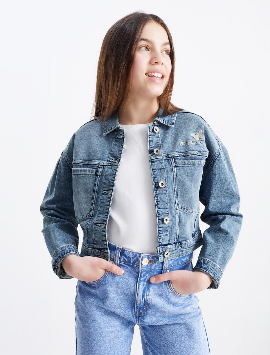 Куртка джинсова підліткова для дівчинки C&A 146 см Блакитний (26031401D)