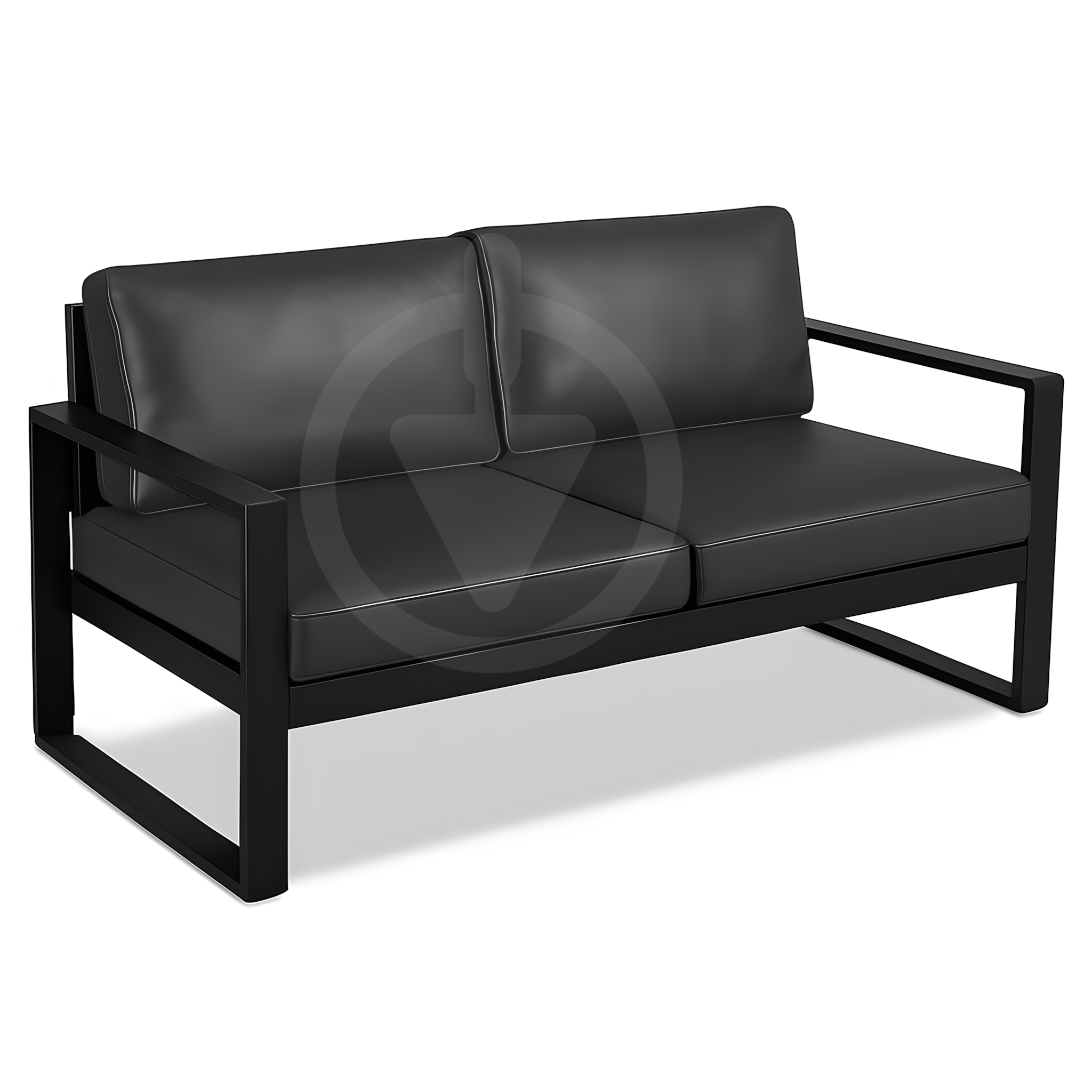 Диван металлический AVVS Бостон лофт с подлокотниками экокожа 130 см Темно-серый