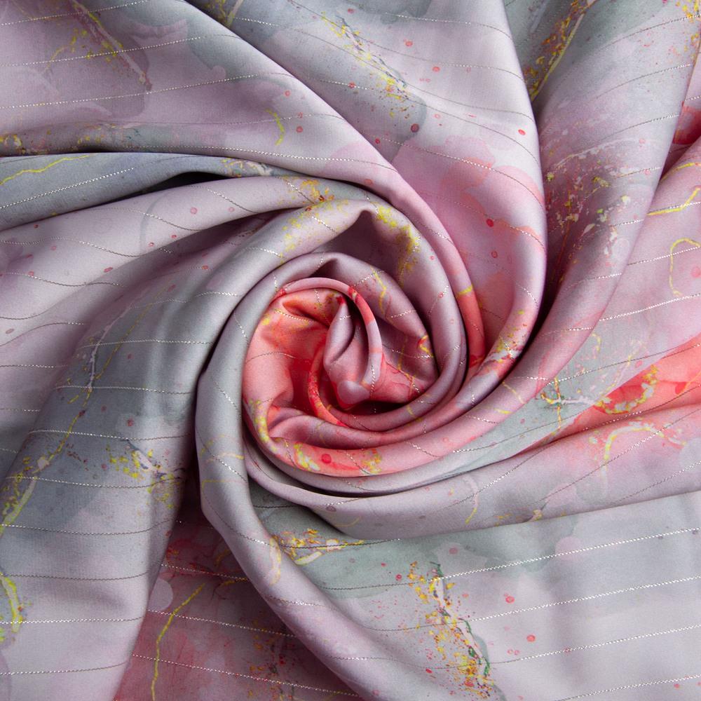 Ткань Полоса для вечернего платья атласная Коралловый (22270)