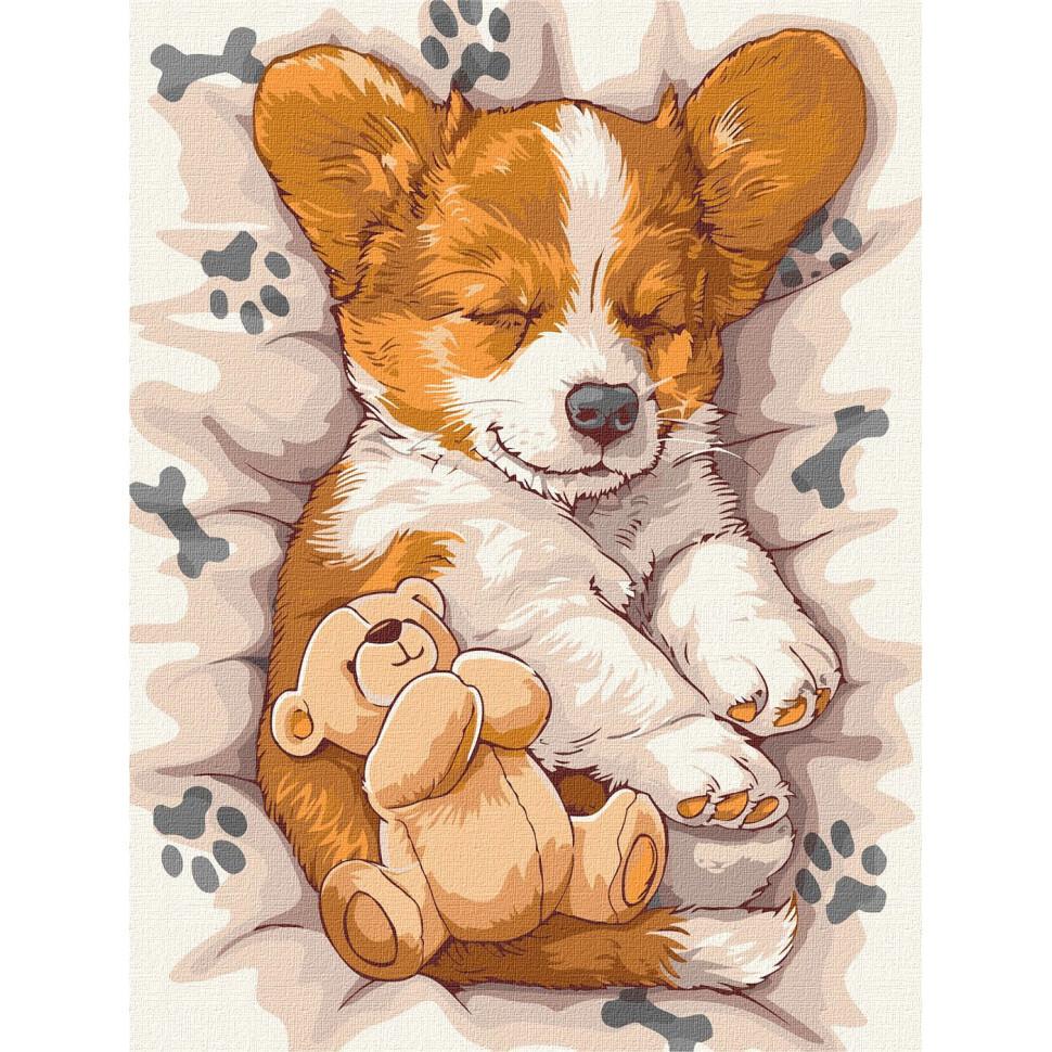 Картина по номерам Ideyka Сонный корги 30х40 см (KHO6617)