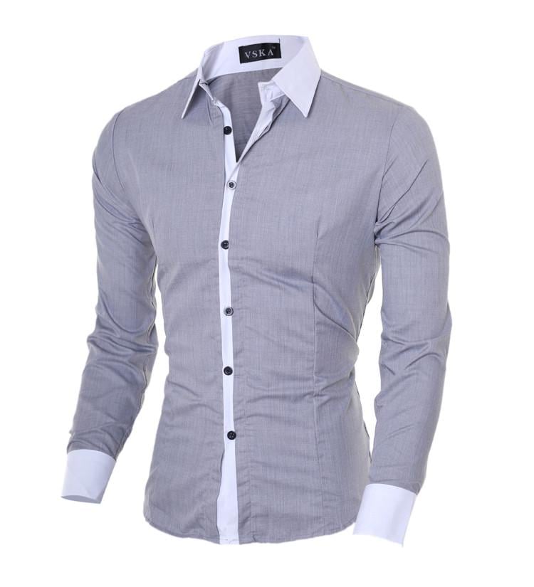Рубашка мужская приталенная slim-fit Classic Grey L Серый (2994750901)