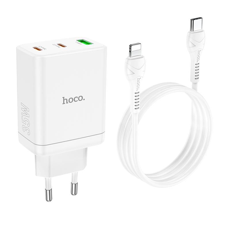 Зарядное устройство сетевое Hoco Type-C to Lightning Cabel Start three-port charger N33 White (12133469)