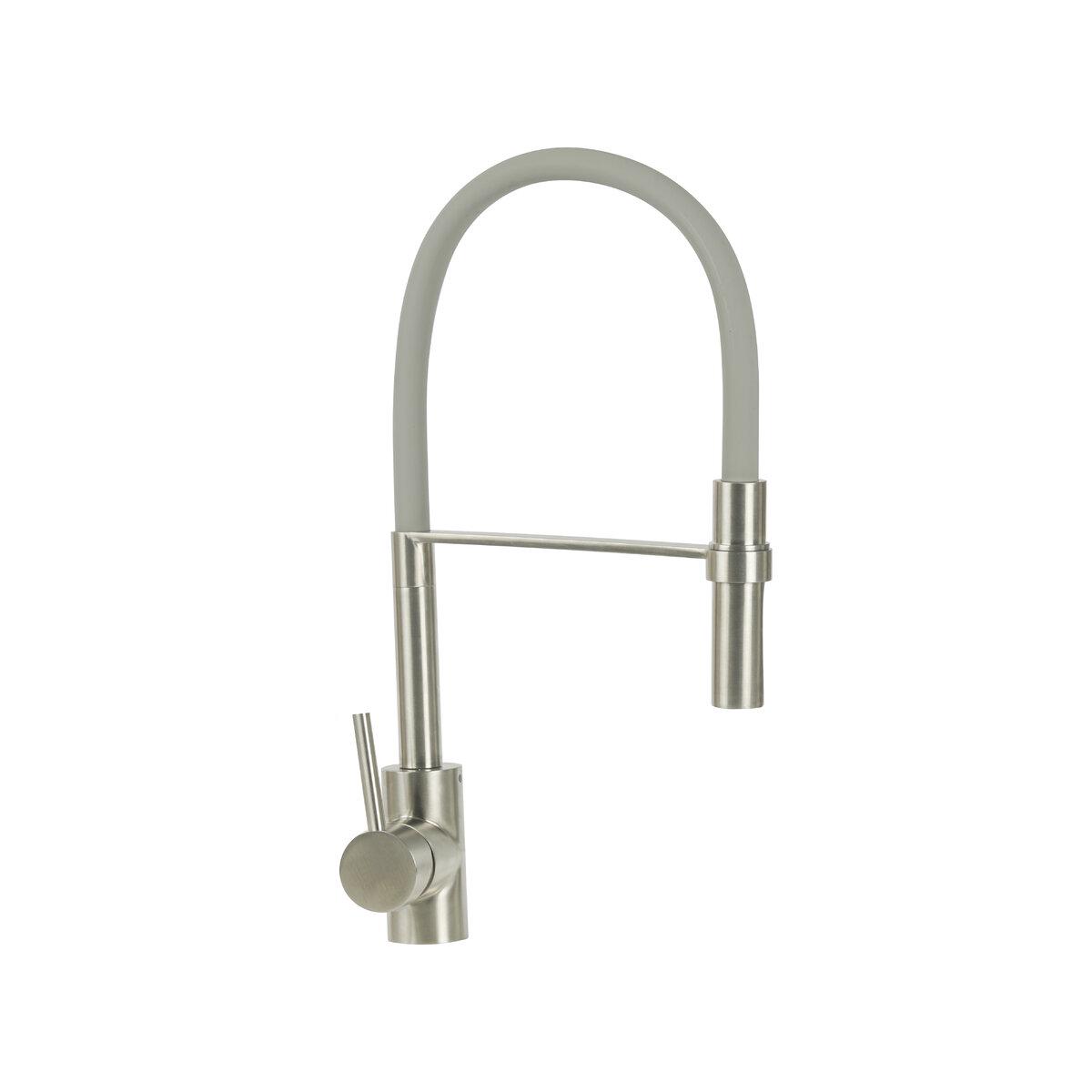 ? Смеситель кухонный Platinum с гибким изливом и держателем Серый (6034BW)