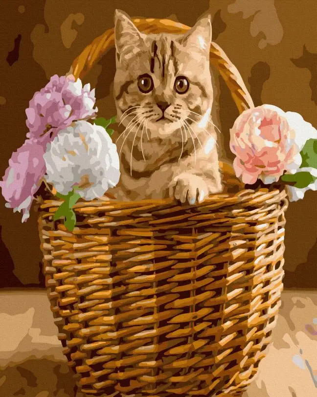 Картина по номерам Brushme Котик в корзине 40x50 см (BRM45153) Картина по номерам Brushme Котик в корзине 40x50 см (BRM45153)