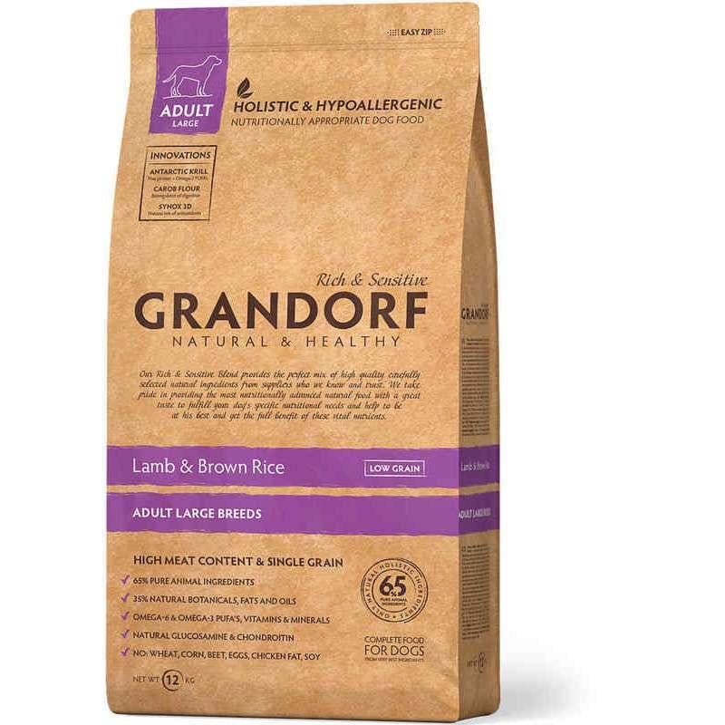 Корм сухой для взрослых собак крупных пород Grandorf Holistic Lamb & Brown Rice Large с ягненком и рисом 3 кг (GR7037)