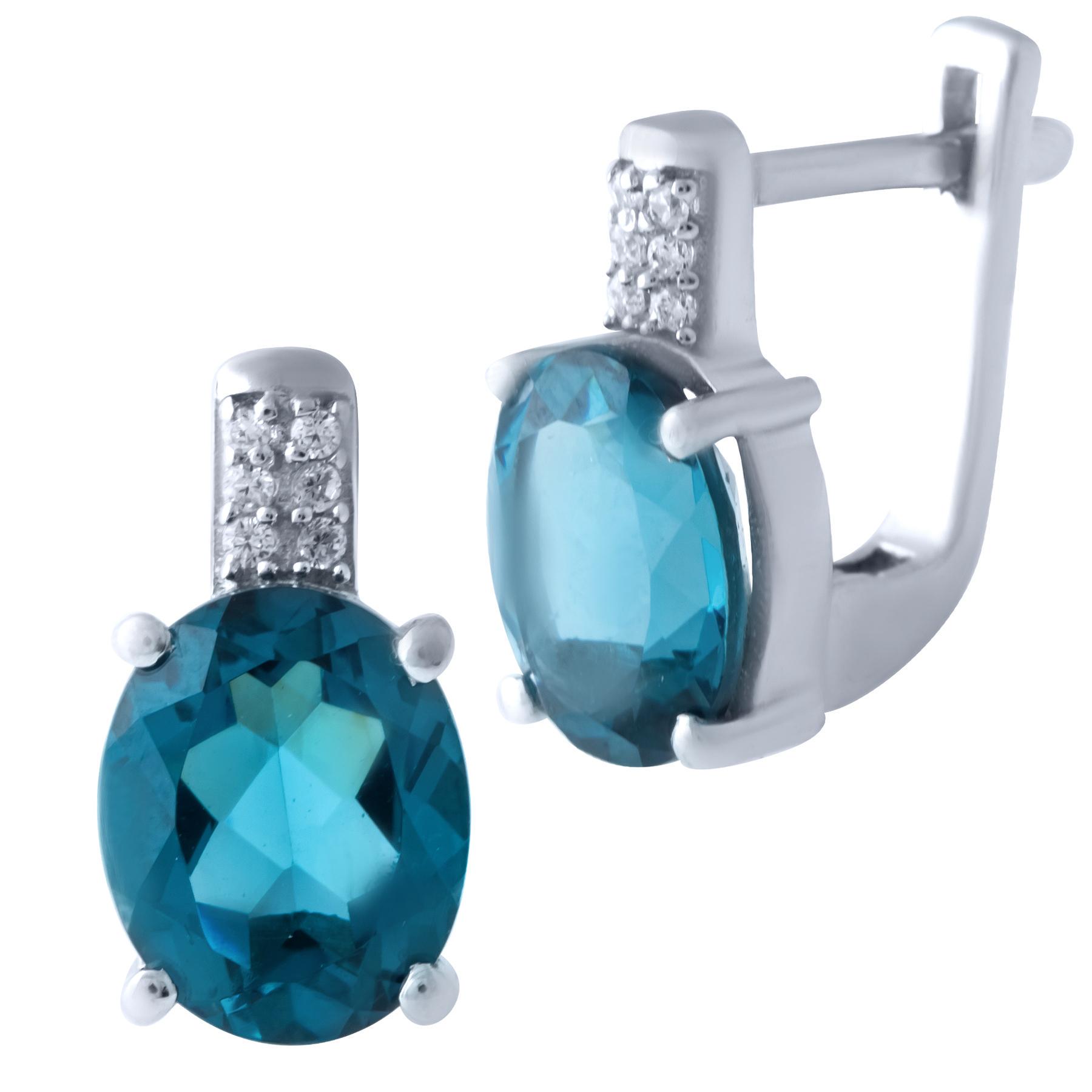 Серебряные серьги с топазом Лондон Блю 4,797 ct (1917305)