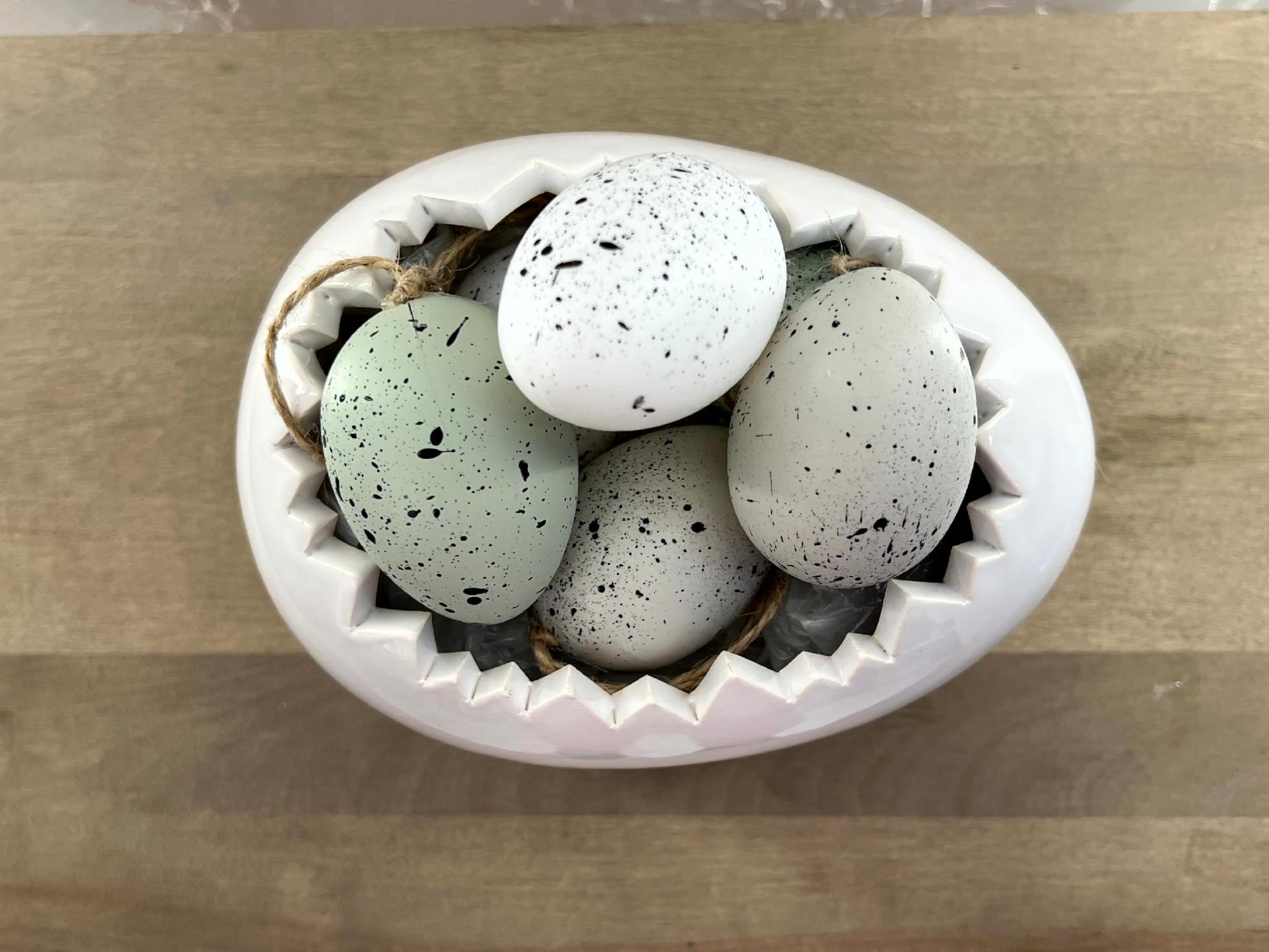 Яички декоративные пасхальные на подвесе Микс 4х6 см 6 шт.