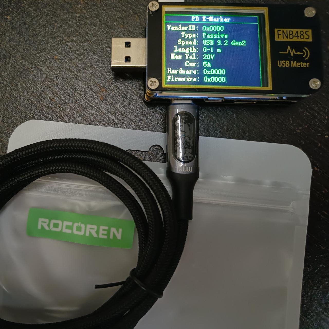 Кабель Rocoren Type-C PD 100W Fast Charge з дисплеєм (25397335) - фото 10