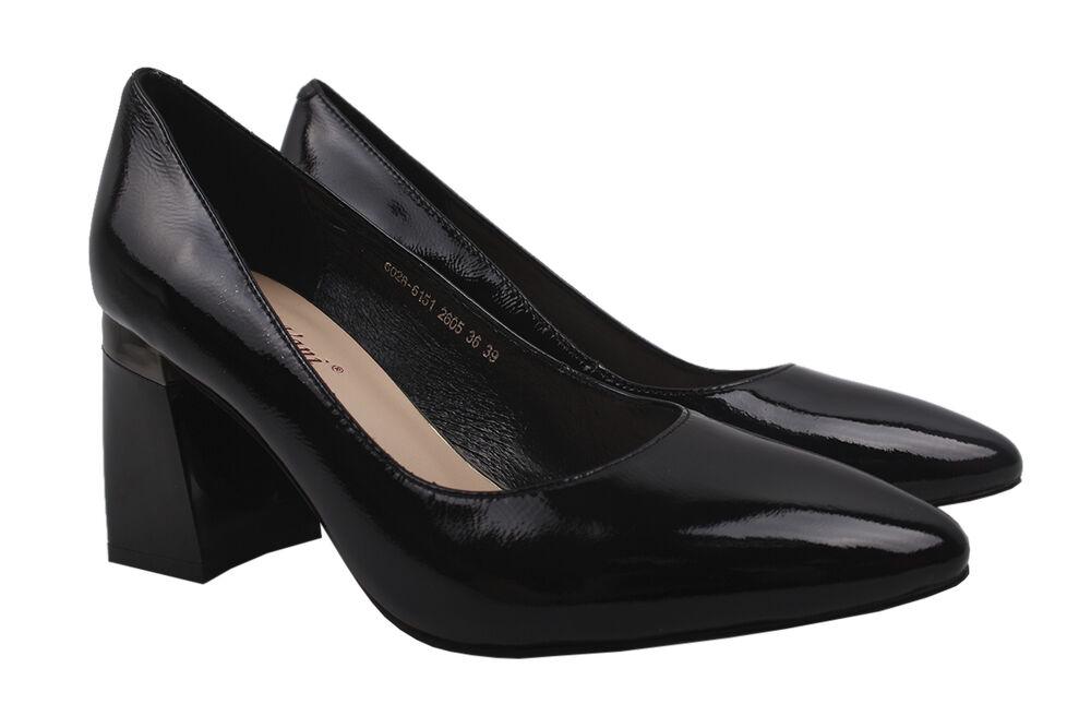 Туфли женские Angelo Vani из кожи на большом каблуке р. 39 Черный (103-9DT)