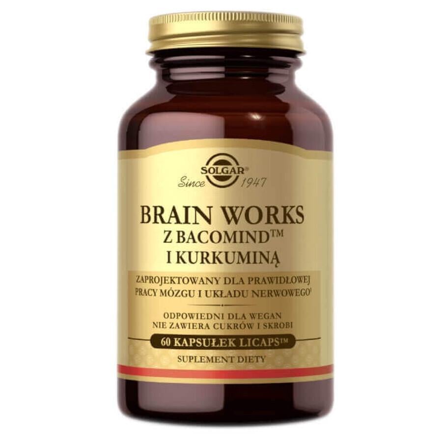 Диетическая добавка Solgar Brain Works с Bacomind и куркумином 60 капсул (0859)