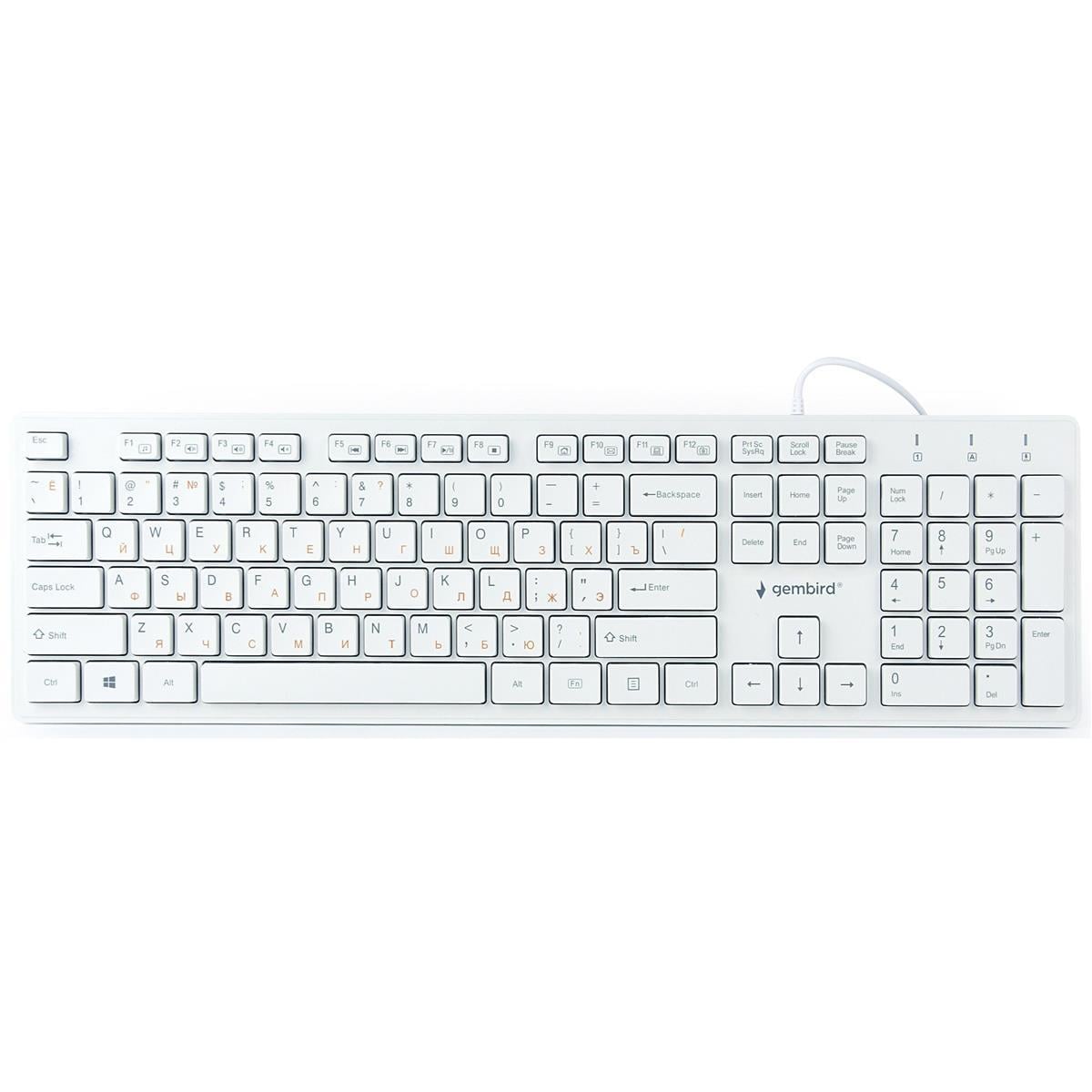 Клавиатура мембранная проволочная Gembird KB-MCH-03-W-UA 104 клавиши USB White (34965065)