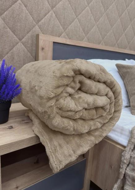 Покрывало на кровать Soft Night в полоску плюша 200х230 см Темно-бежевый (87-135) - фото 3 Покрывало на кровать Soft Night в полоску плюша 200х230 см Темно-бежевый (87-135) - фото 3