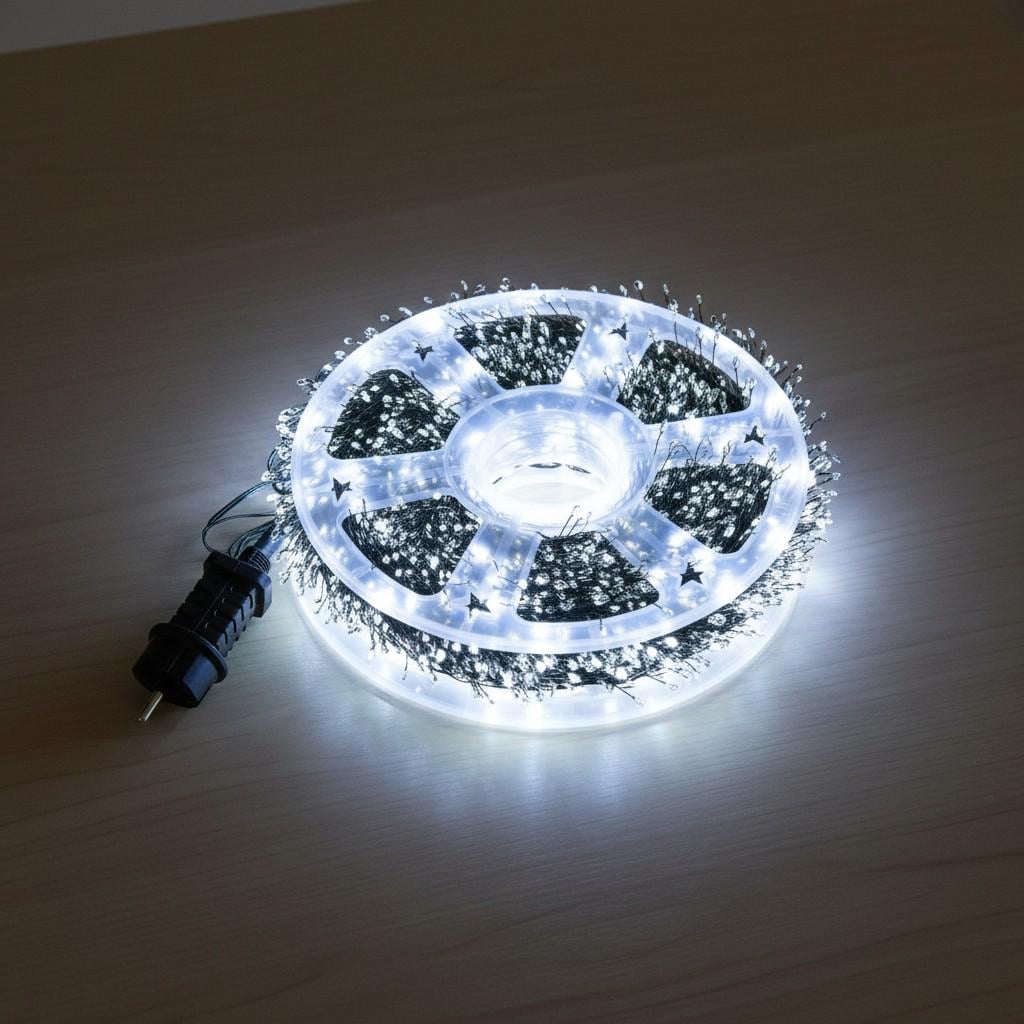 Гірлянда-нитка мережева Роса хвойна лапа новорічна 50 м 1500LED Зелений/Білий (D1500L50MGW)