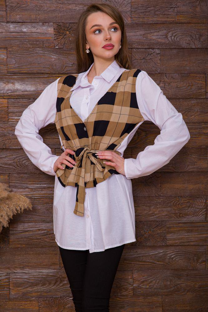 Рубашка женская Ager 119R321 XXL Белый/Коричневый - фото 3