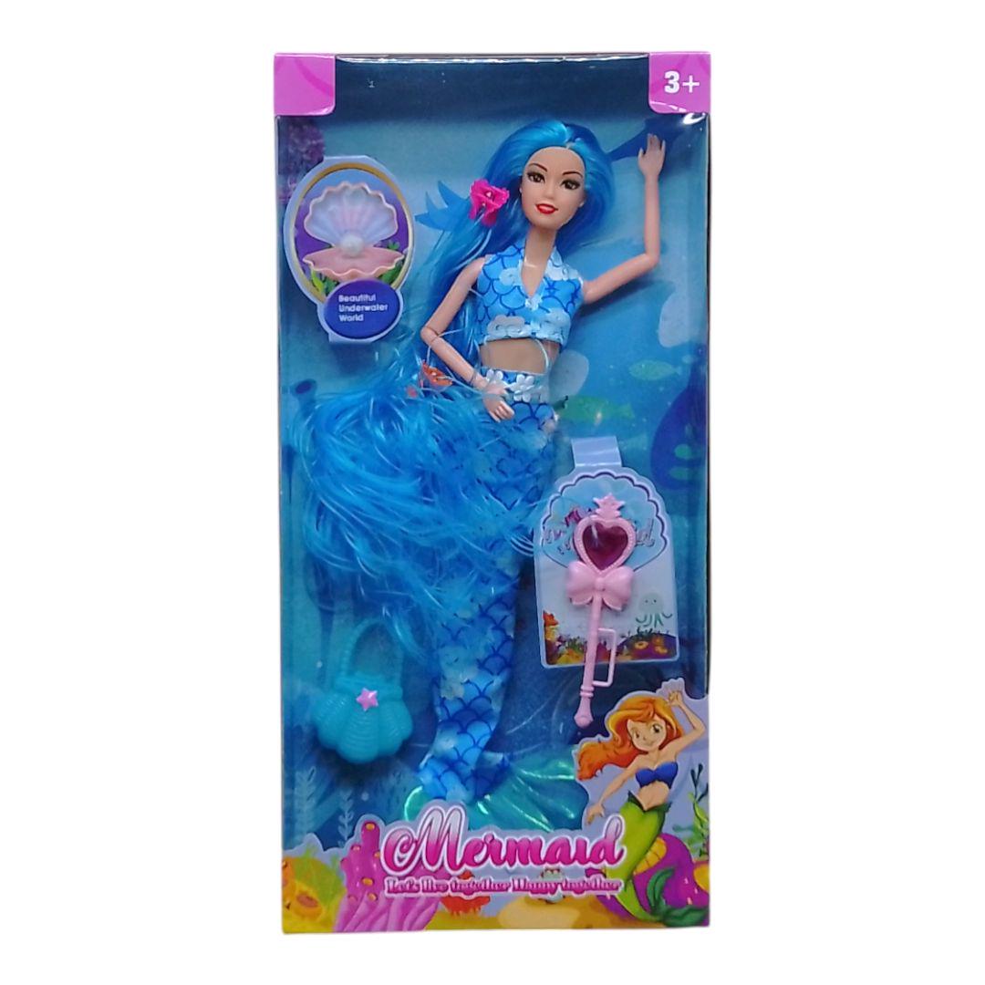 Кукла шарнирная с аксессуарами Русалочка 30 см Голубой (257815)