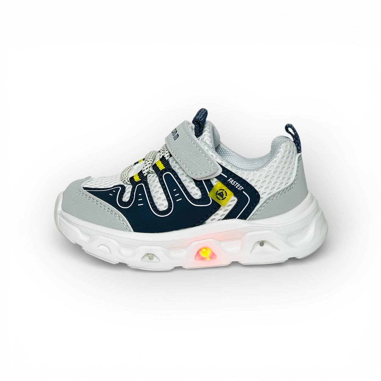 Кроссовки детские для мальчика ТОМ.М с LED-подсветкой р. 23-15 см Серо-синий (31468192)