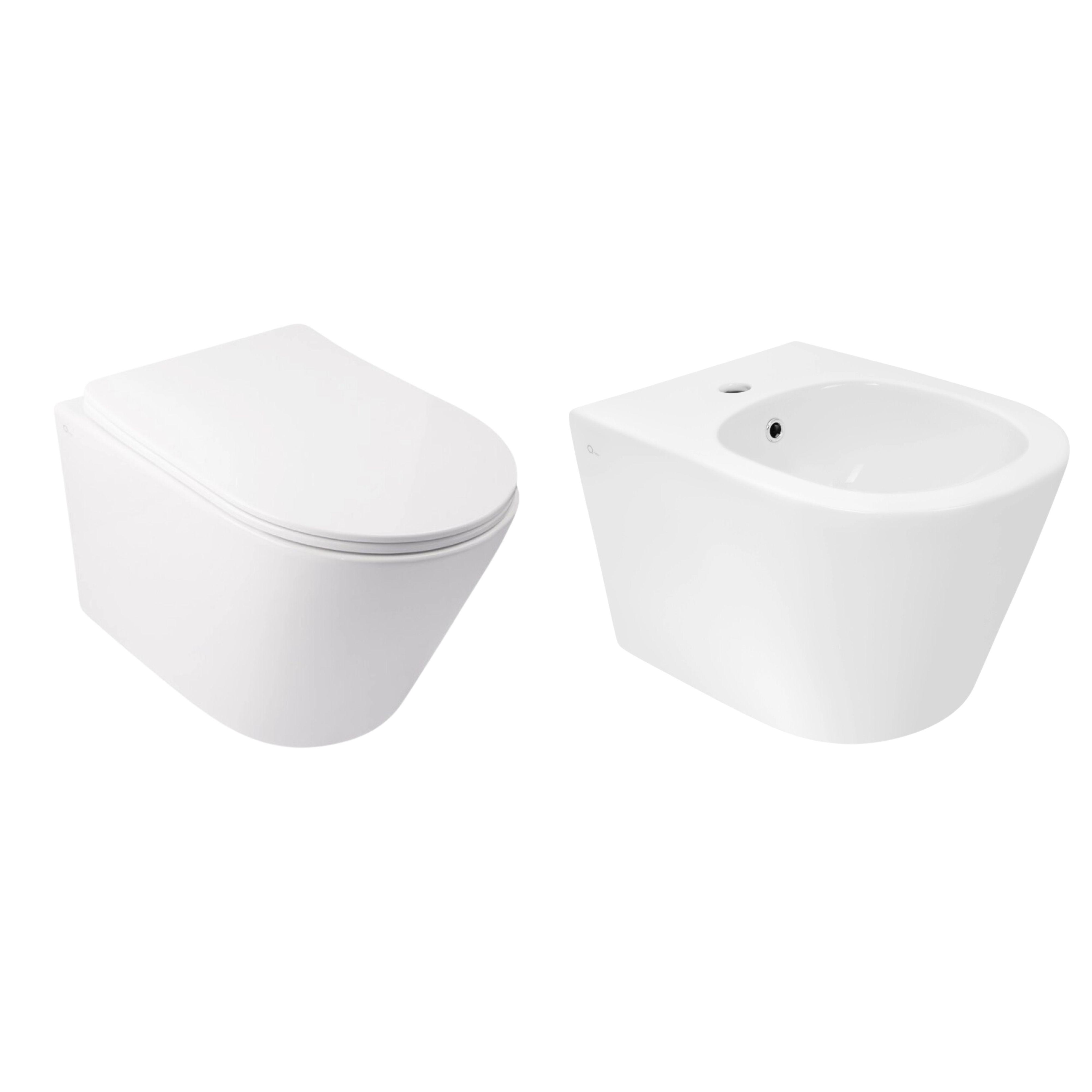 Комплект Qtap Swan 2в1 подвесной унитаз Rimless и биде подвесное (24141839)
